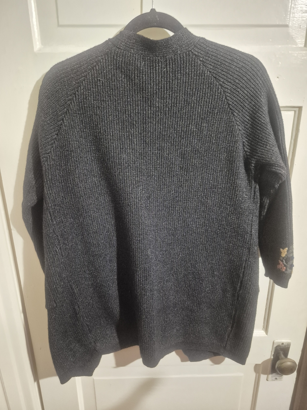 Simply Couture Floral Embroidered Cardigan Sweater Open Front Knit Pockets Ptp23 - Picture 5 of 8